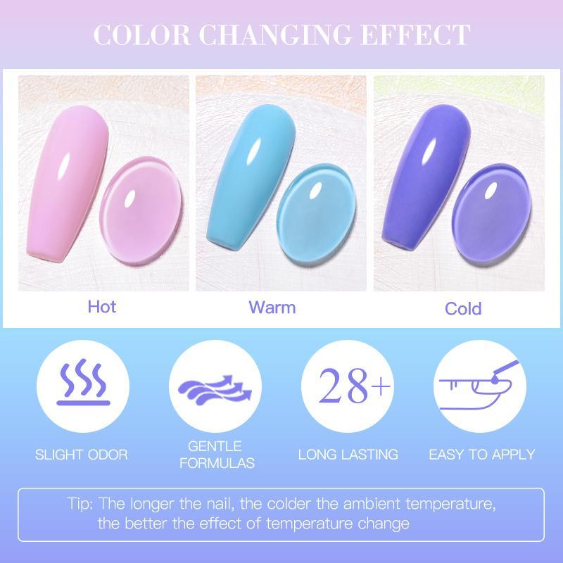 10-color Temperature Color Changing Uv Gel Nail Polish Set, 1 Set Long Lasting Shimmering Nail Art Diy for Women & Girls, Nail Art & Nail Polishes, Cosmetic Products, Nail Care Tools, Manicure Supplies