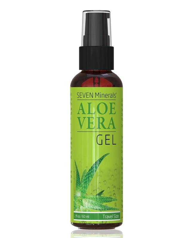 Seven Minerals Organic AloeVera Gel - 2 oz - from Freshly Cut 100% Pure Aloe - For Face, Skin Repair, Hair, Sunburn Comfort Moisturizers Skincare