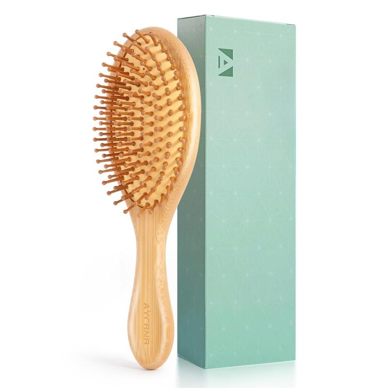 Hair Brush for Hair Growth, Detangler Hairbrush with   Bristles, Wooden Paddle Brush for Scalp Massage, All Hair Types, for Women, Men, and