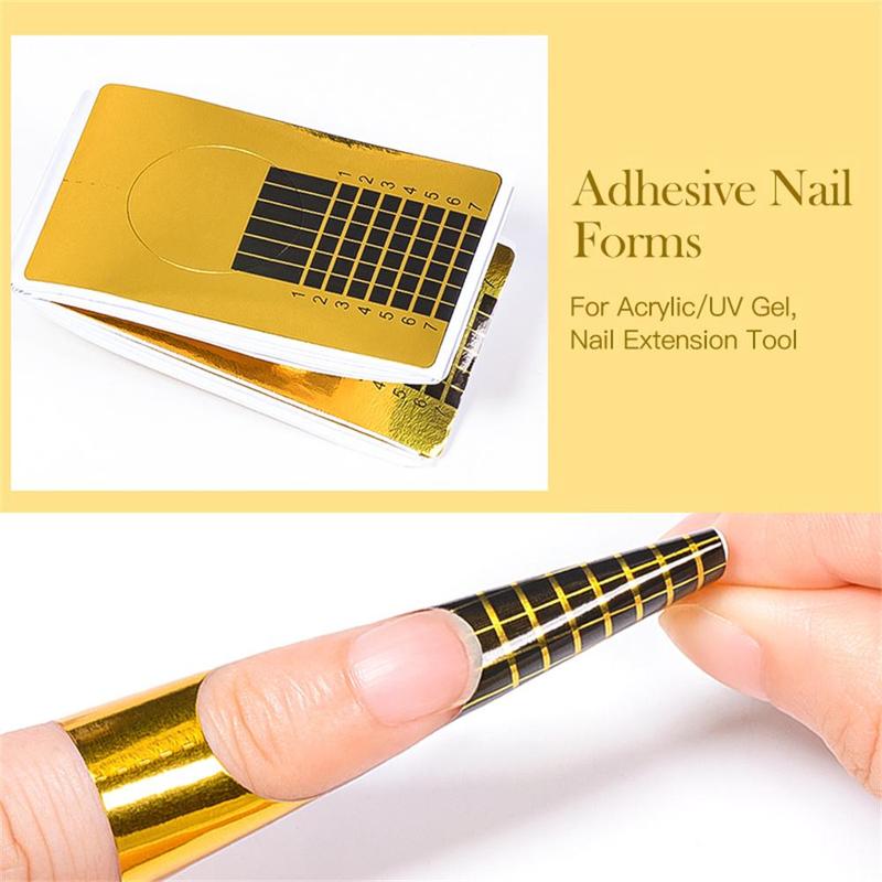 20pcs set Professional Nail Art Form Sticker, Self-adhesive Nail Extension Tip, Nail Art Extension Paper Holder Tools