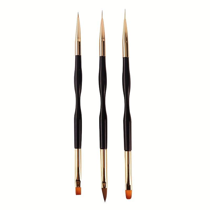 Double-ended Nail Art Brush, 3 Counts set Nail Art Brush, Professional Manicure & Pedicure Tools for Women & Girls