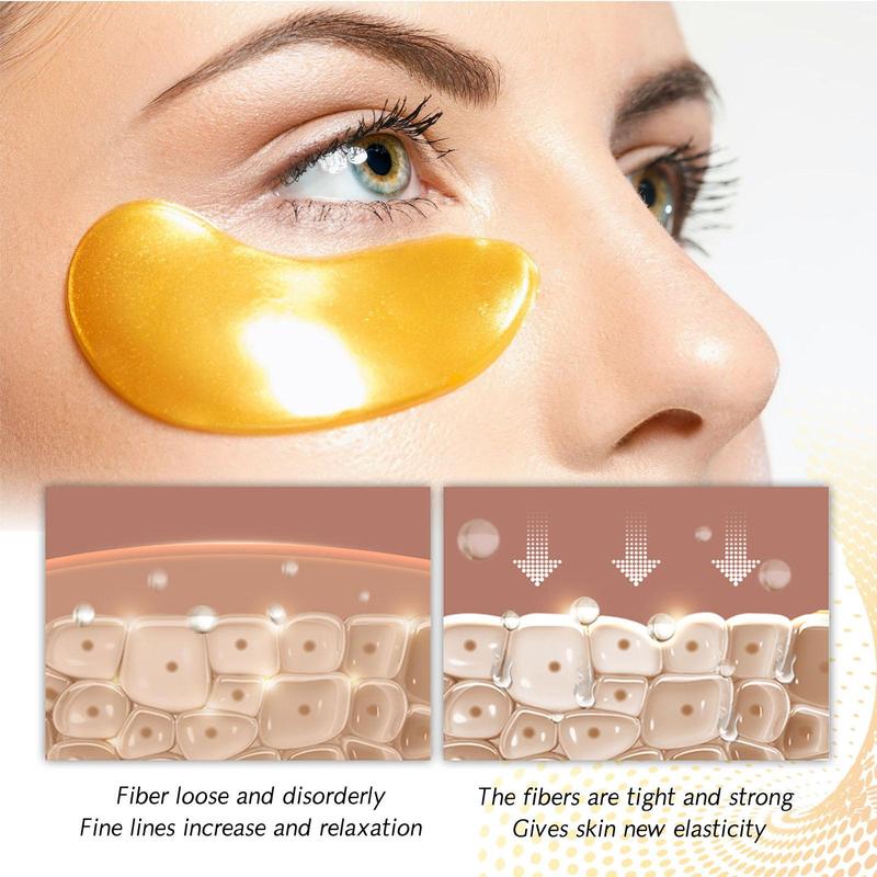 24K Gold Moisturizing Eye Patches, 5 Counts Firming Gel Eye Masks, Eye Care Products For Women & Men