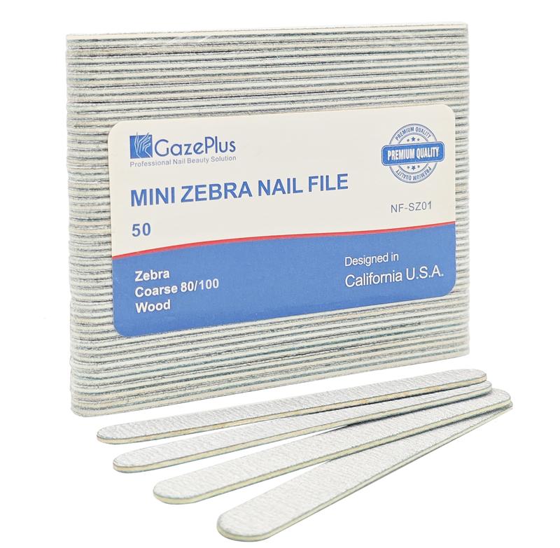 GazePlus 50 Counts Nail Files, 5” Mini File 80 100 Grit - Washable & Reusable for Acrylic, Gel, Dip Power, and Poly Gel Nails Manicure Nail Care