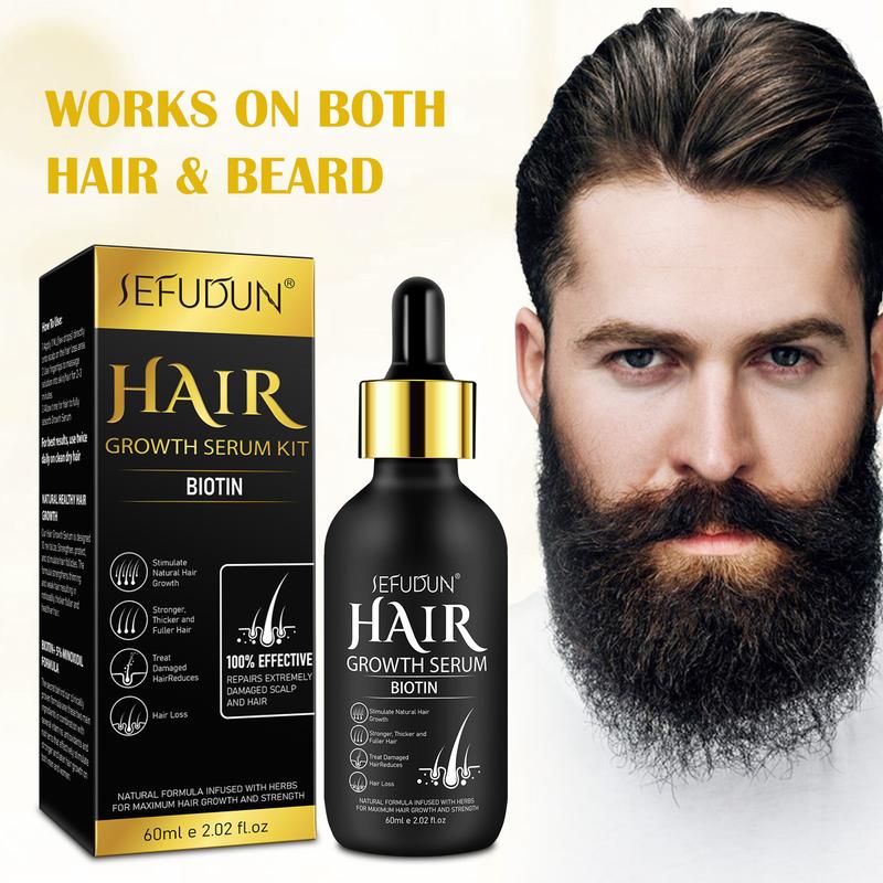 Sefudun 5% Minoxidil Hair Serum (60ml) with Hair Roller Set, Thickens & Strengthens Hair, Suitable for Thanksgiving Christmas Gift