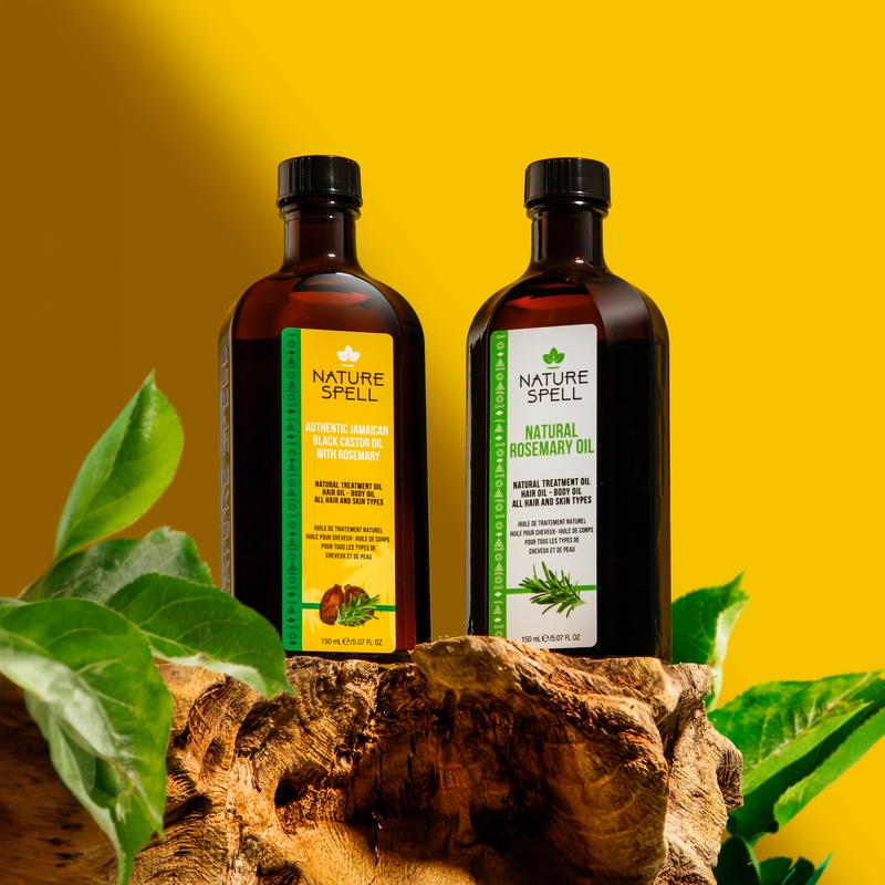 Nature Spell Rosemary Oil Duo Set (2): Rosemary Hair Oil Diluted with Almond Oil & Rosemary Hair Oil Diluted with Jamaican Black Castor Oil 5.07 Fl Oz x2