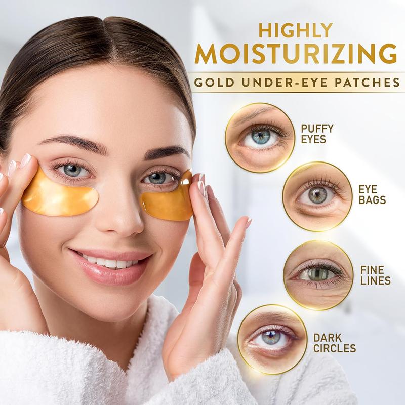 24K Gold Under Eye Patches for Puffy Eyes and Dark Circles with Pure Collagen, Eye Gel Pad Masks for Reducing Eye Bags, Puffy Dark Circles, Wrinkles, and Fine Lines- 36 Pairs Comfort Eye Mask Face Mask Hydrating Face Mask Hydrating Nourishing Skin Care