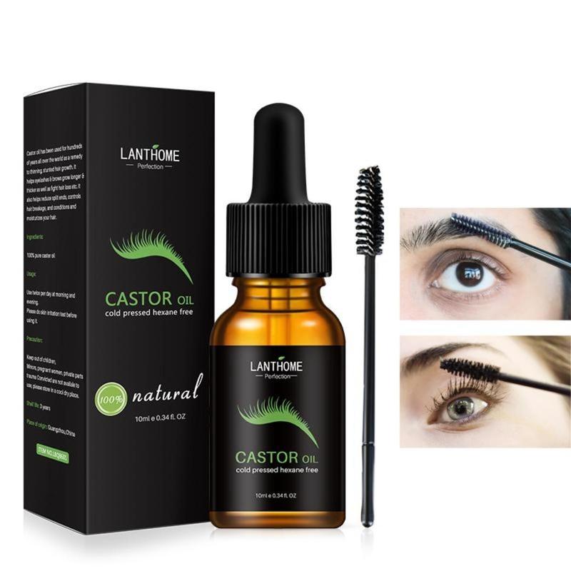 10ml Eyelash Serum,  Natural Castor Oil, Professional Cold Pressed Eye Lash Extensions Product for Women & Girls Skin Care Comfort