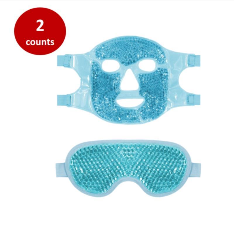 Ice Gel Face Mask & Sleep Eye Mask Set, Reusable Ice Bead Eye Cover, Travel Eye Mask, Eye Care Supplies for Home & Travel