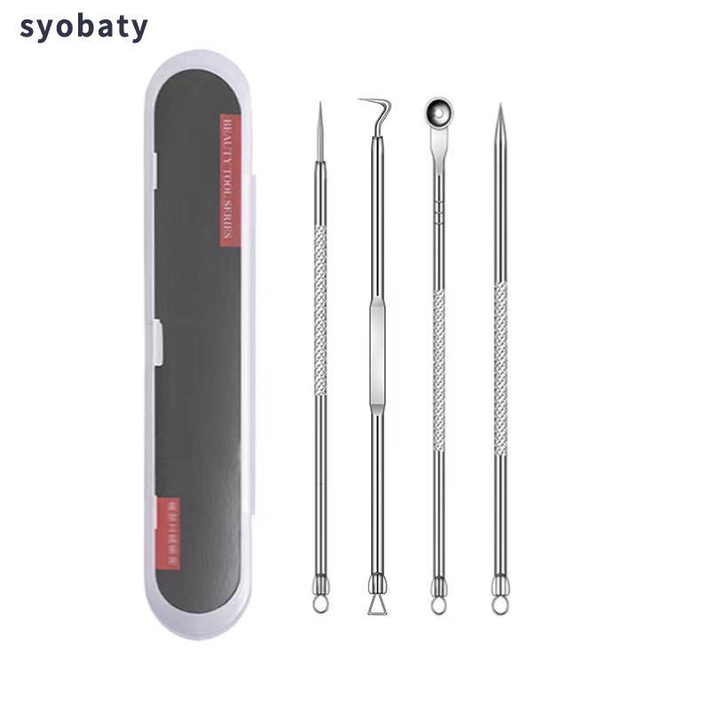 4pcs set Blackhead Remover Tool With Storage Case, Portable Acne Removal Kit, Comedo Pimple Blemish Remover, Skin Care Tools For Men And Women, Christmas Gift