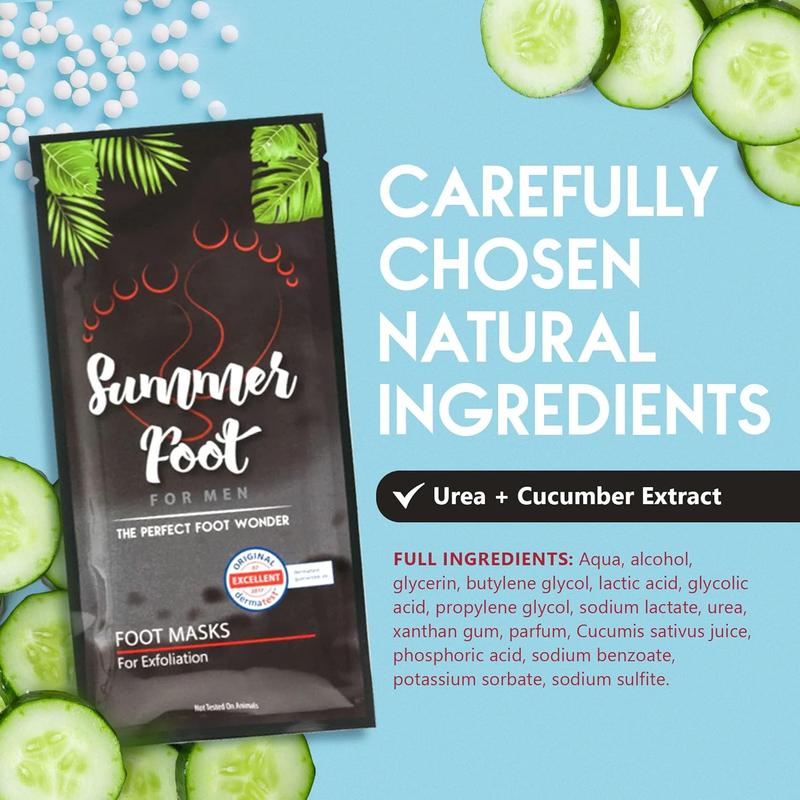 Summer Foot Peeling Mask for Men - Cucumber & Urea Extracts - Dermatologically Tested Callus Remover