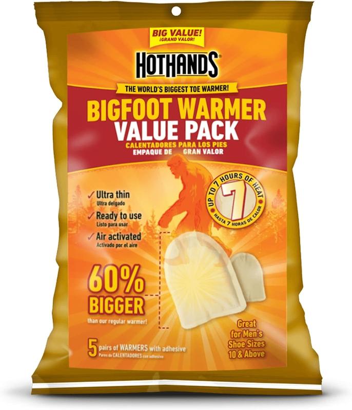 HotHands BigFoot Warmers - Long Lasting Safe Natural Odorless Air Activated Warmers - Up to 7 Hours of Heat - 5 Pair Pack