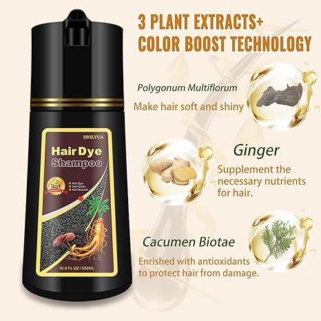 Hair Dye Shampoo Haircare for Men & Women Hair Colors Long Lasting Color Shampoo Hair Dye.  creme of nature hairdye,Shampoo Para Canas, Long-Lasting Black Hair Shampoo