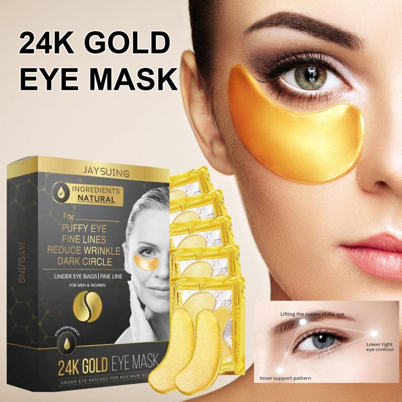 24K Gold Moisturizing Eye Patches, 5 Counts Firming Gel Eye Masks, Eye Care Products For Women & Men