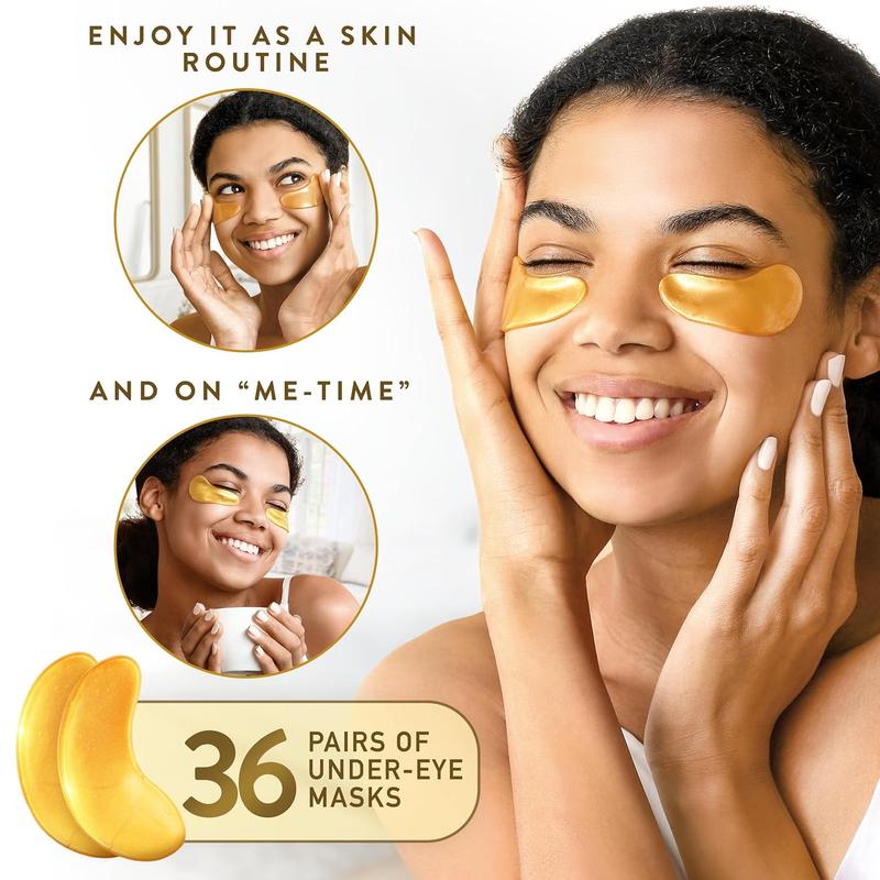 24K Gold Under Eye Patches for Puffy Eyes and Dark Circles with Pure Collagen, Eye Gel Pad Masks for Reducing Eye Bags, Puffy Dark Circles, Wrinkles, and Fine Lines- 36 Pairs Comfort Eye Mask Face Mask Hydrating Face Mask Hydrating Nourishing Skin Care