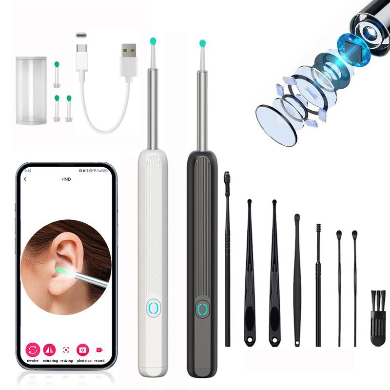 Ear Wax Removal Kit, 1 Set Ear Cleaning Tool with Silicone Ear Scoops Replacement Accessories, Intelligent Wireless Endoscopy Earwax Cleaning Products