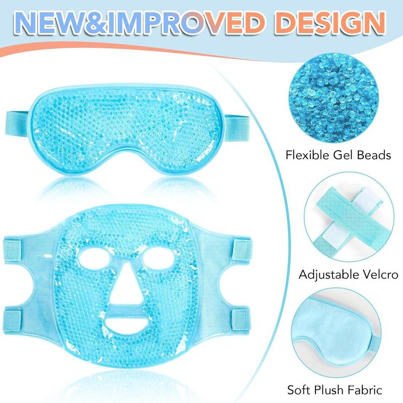 Ice Gel Face Mask & Sleep Eye Mask Set, Reusable Ice Bead Eye Cover, Travel Eye Mask, Eye Care Supplies for Home & Travel