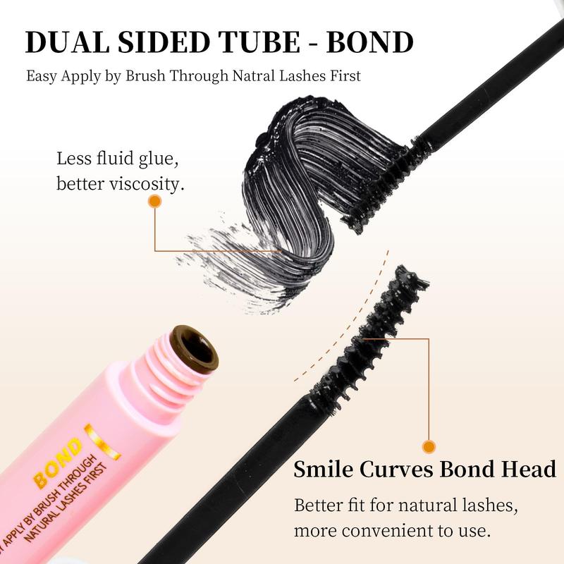 Lash Bond & Seal Cluster Lash Glue, 5 Counts set Individual Cluster Lashes DIY Lash Extension Black Bond & Clear Seal Lash Glue, for Sensitive Eyes, Christmas Gift