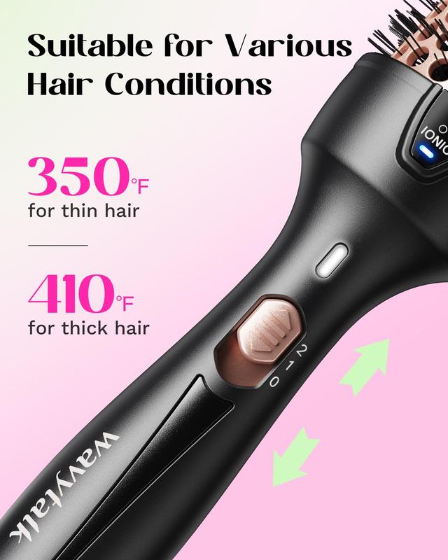 Thermal Brush for Blowout Look, 1 1 2 Inch Ionic Heated Round Brush Makes Hair Smoother, Dual Voltage Thermal Round Brush Get Natural Curls, Easy to Use, 30S Fast Heating