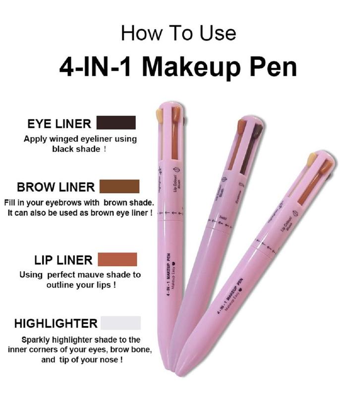 Multi-effect 4-in-1 Eyeliner Contour Pen Long-lasting Waterproof Cosmetic Eyeliner Makeup Pen Lip Liner Lipliner Berry Brow Color Lipstick