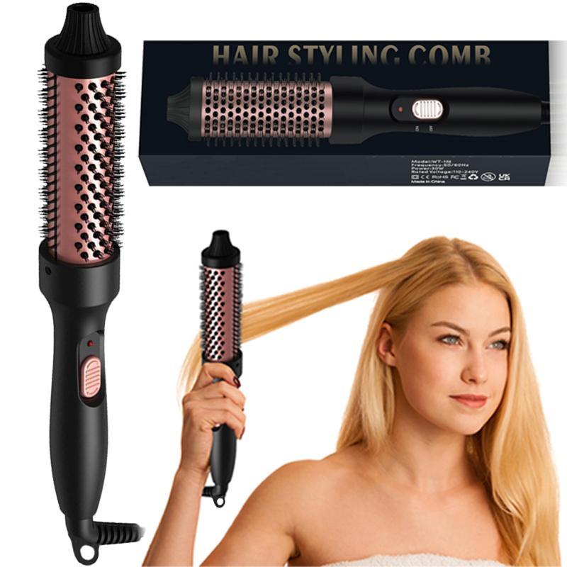 Heated Round Brush, 1 Box Curling Thermal Brush, Hair Straightener, Hair Styling Tool for Women, Professional Hair Styling Tool for Home & Salon Use