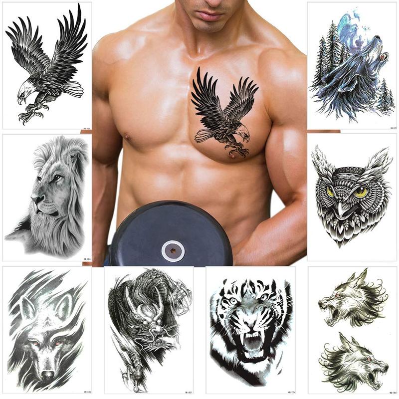 Temporary Tattoos Waterproof Viking Tribal Totems - Long Lasting Fake Tattoos for Men and Women, 10 Sheets Aesthetic Realistic