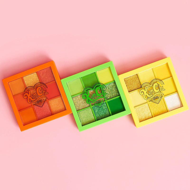 KimChi Chic Citrus Queen Eyeshadow Palette - 9 Shimmery, Glittery, and Matte Orange Colors, Cosmetic Makeup Compact, Easy to Blend