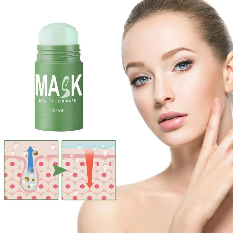 Gentle Green Tea Mask Stick, 2pcs Apply Mud Mask for Deep Facial Cleansing and Pore Tightening Mask Stick, Comfort Moisturize Skincare Products