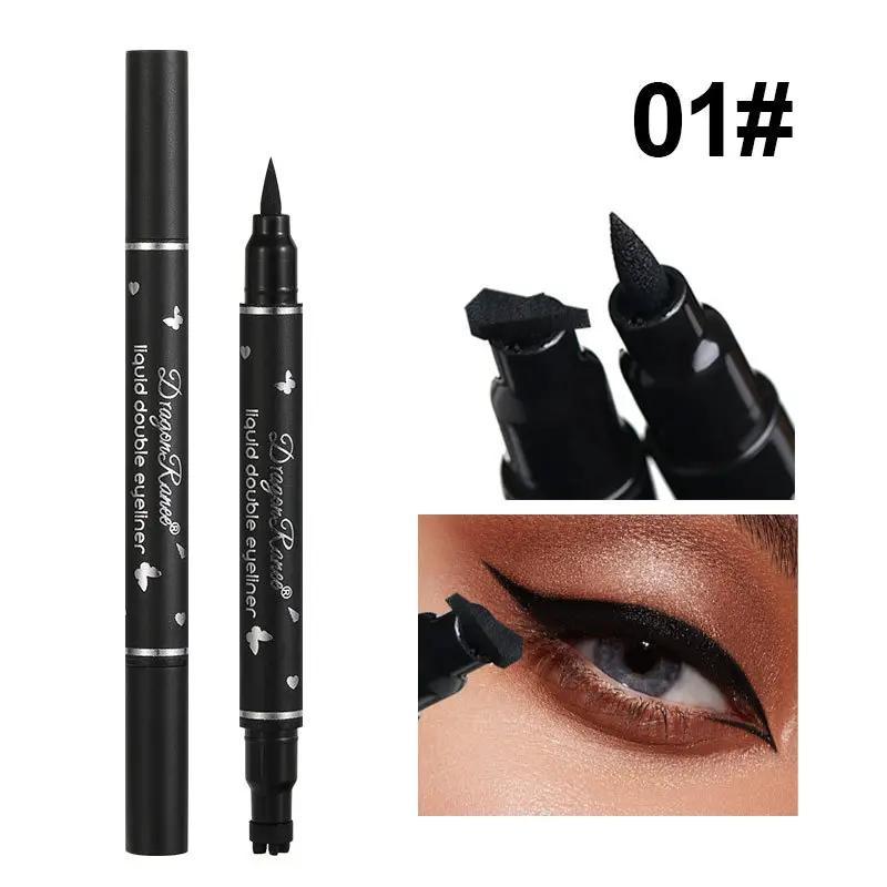 Waterproof Double-ended Eyeliner Stamp Pen (5 Counts set), Heart & Flower & Star & Dot Shape Eyeliner Pens, Eye Makeup Tool for Women & Girls