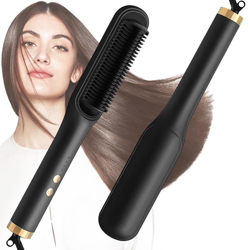 Negative Ion Hair Straightener Brush, 1 Count Fast Heating  Anti-burn Hair Straightening Comb, Professional Hair Styling Tool for Home & Travel & Salon