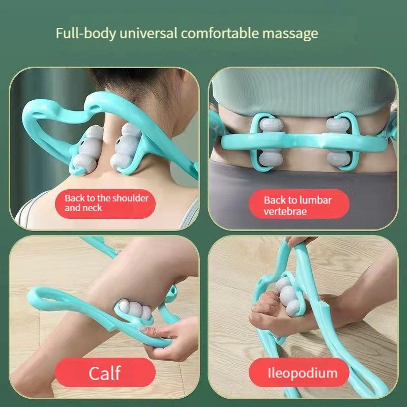 Neck Massager Pain Relief Deep Tissue 360 Degree Neckbud Massage Roller For Neck Shoulder Waist Leg Foot Handheld Relaxer Tool Body Care Traditional