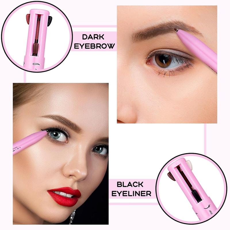 Multi-effect 4-in-1 Eyeliner Contour Pen Long-lasting Waterproof Cosmetic Eyeliner Makeup Pen Lip Liner Lipliner Berry Brow Color Lipstick