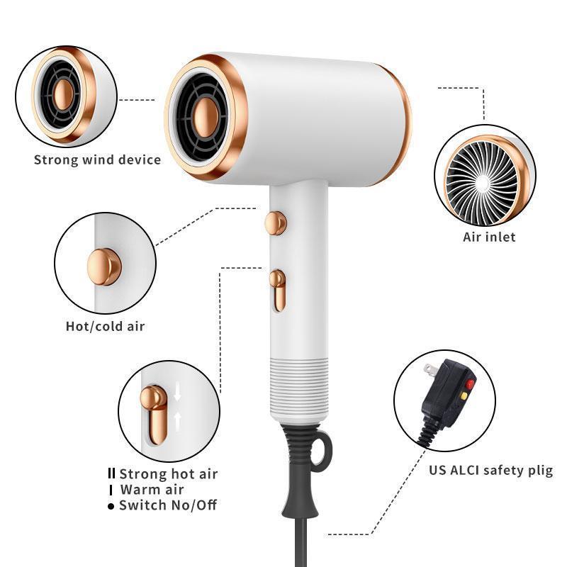 Powerful Ionic Haircare Hair Dryer Kit for Straight and Curly Hair, 1 Set Hair Dryer with Diffuser, 2 Speeds & 3 Heating with Cooling Buttons Hair Dryer