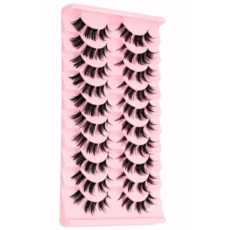 10 Pairs Manga Clusters Lashes Wet Effect Look Anime False Eyelashes Fluffy 3D Cat Eye Lashes 16MM Individual Strips Clusters Lash Extensions