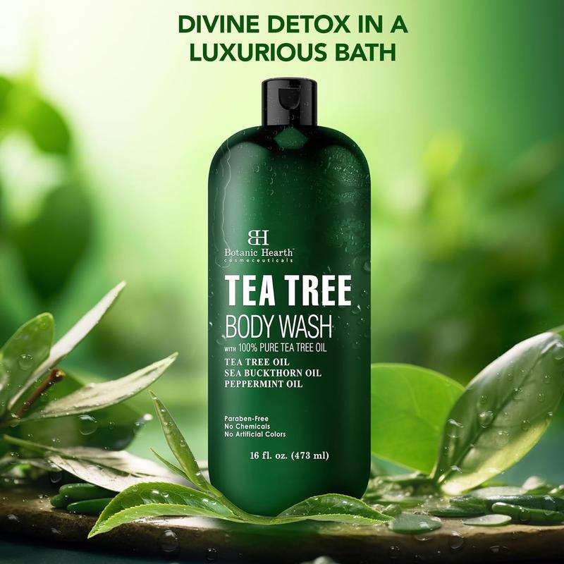 Tea Tree Body Wash Helps Nail Conditions Athletes Foot Ringworms Jock Itch & Body Odor Soothes Itching&Promotes Healthy Skin Naturally Scented 16fl oz