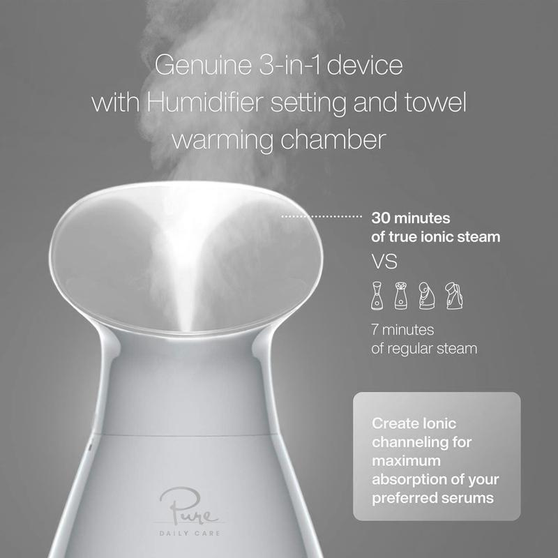 Pure Daily Care NanoSteamer 3-in-1 Ionic Facial Steamer with Bonus 5 Piece Skin Kit