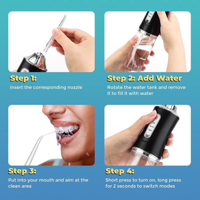 Electric Oral Irrigator, 1 Box 220ml Dental Cleaner, 3 Levels Of Intensity Adjustment 0.6mm Fine Water Column, Electric Oral Flosser