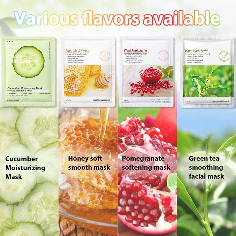 10 Pack Variety Sheet Masks,Spa Party Face Masks for Kids Skin Care,Facial Mask Skincare Set Korean,Moisturize,Brighten,Nourish for All Skin Types,Birthday Gifts for Women Men Girls,Set01