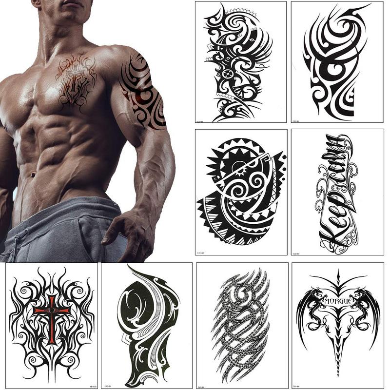 Temporary Tattoos Waterproof Viking Tribal Totems - Long Lasting Fake Tattoos for Men and Women, 10 Sheets Aesthetic Realistic