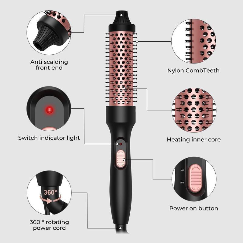 Heated Round Brush, 1 Box Curling Thermal Brush, Hair Straightener, Hair Styling Tool for Women, Professional Hair Styling Tool for Home & Salon Use