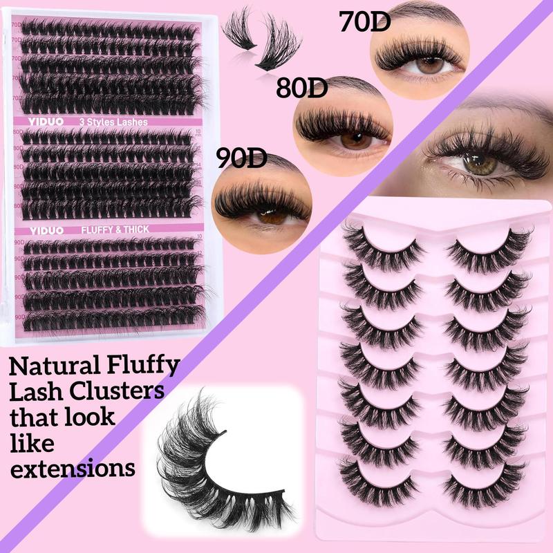 Large Capacity Individual False Eyelashes Kit, 1 Box Natural Look Self Grafting Curl Eyelashes, Eyelashes Extension, Eye Makeup Enhancement False Eyelashes for Women and Girls, Stocking Fillers Gift, Christmas, Christmas Gift