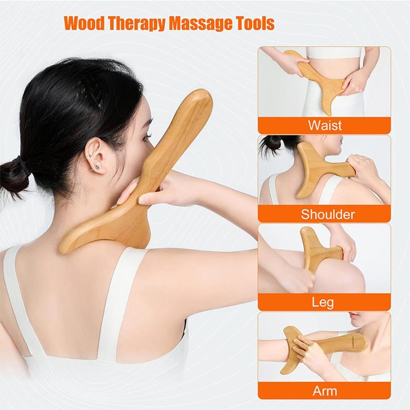 Wooden Massage Tool Set, 6pcs set Manual Body Massage Roller Tool Kit, Easy to Use, Body Sculpting Tools for Arms, Back & Legs Muscle Relaxation, Neck Shoulder Massager