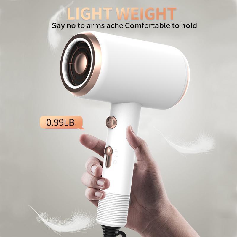 Powerful Ionic Haircare Hair Dryer Kit for Straight and Curly Hair, 1 Set Hair Dryer with Diffuser, 2 Speeds & 3 Heating with Cooling Buttons Hair Dryer