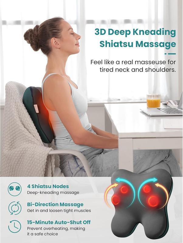 BOB AND BRAD  EZBack Corded Neck Massager with Heat Deep Massage Technology FSA HSA Eligible, Pain Relief Deep Tissue, 3D Shiatsu Back Shoulder Legs and Neck Massager, Ideal Gifts for Women Men,Easy to Use & Portable