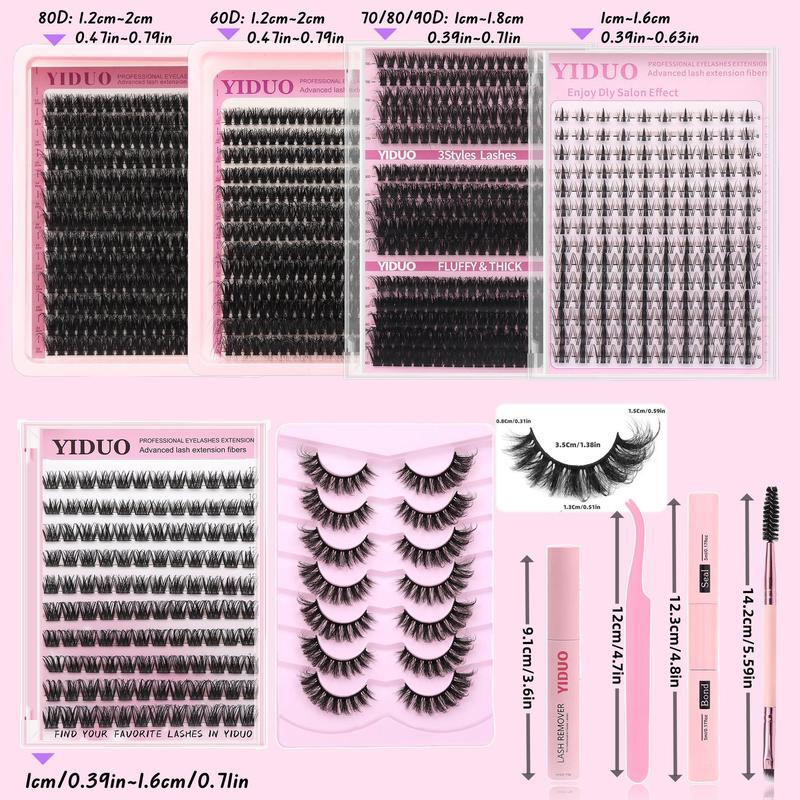 Large Capacity Individual False Eyelashes Kit, 1 Box Natural Look Self Grafting Curl Eyelashes, Eyelashes Extension, Eye Makeup Enhancement False Eyelashes for Women and Girls, Stocking Fillers Gift, Christmas, Christmas Gift