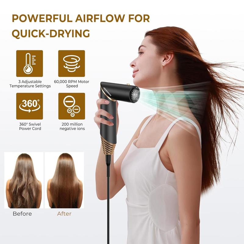 5 in 1 Hair Dryer Brush Set, Hair Dryer with Detachable Brush Head, Automatic Hair Curler, Foldable Hair Styling Tool for Home & Travel