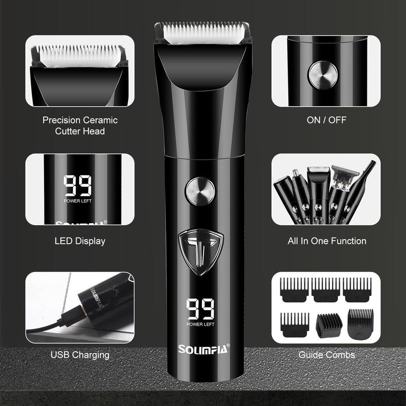 5 in 1 Men's Body Hair Trimmer, Cordless Hair Clipper Set, Electric Shaver Razor Beard Trimmer for Men, Nose Hair Trimmer, Men's Hair Removal Tool, Electric Shaver