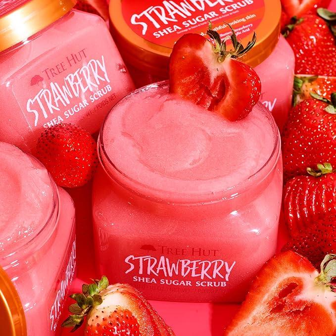 Tree Hut Strawberry Shea Sugar Scrub | Exfoliating Body Scrub Removes Dead, Dry Skin for a Soft & Hydrated Feel | Nourishing Essential Body Care