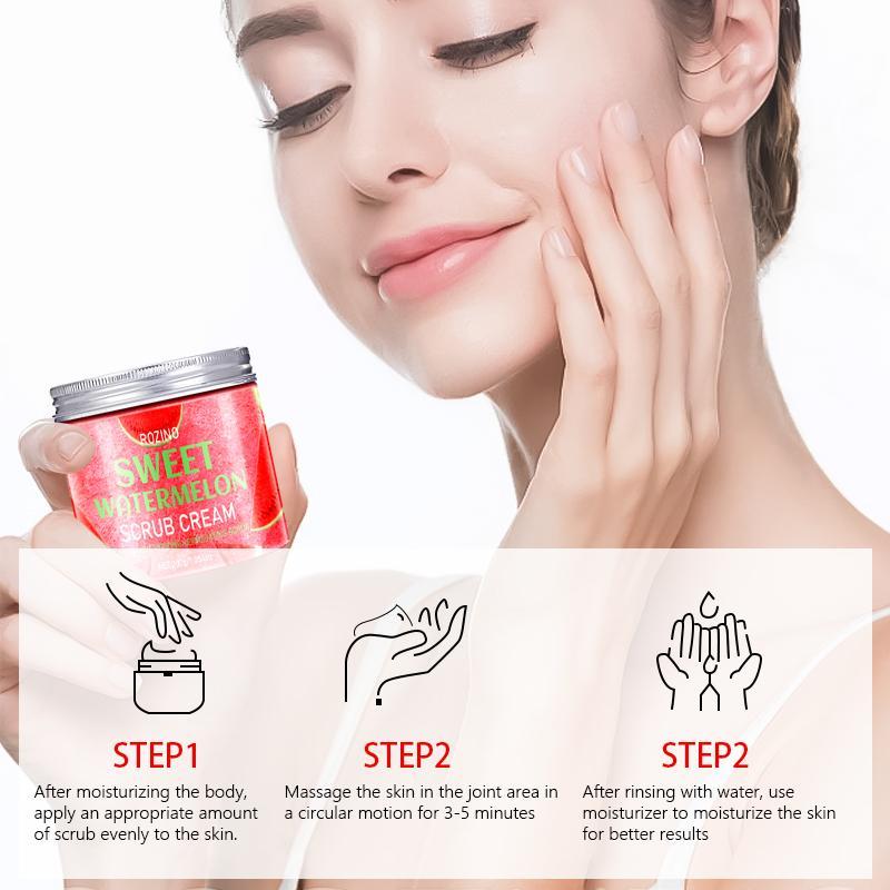 200g Watermelon Scrub Cream, Moisturizing & Exfoliating Body Scrub Cream, Hydrated Body Care Product for Women & Men