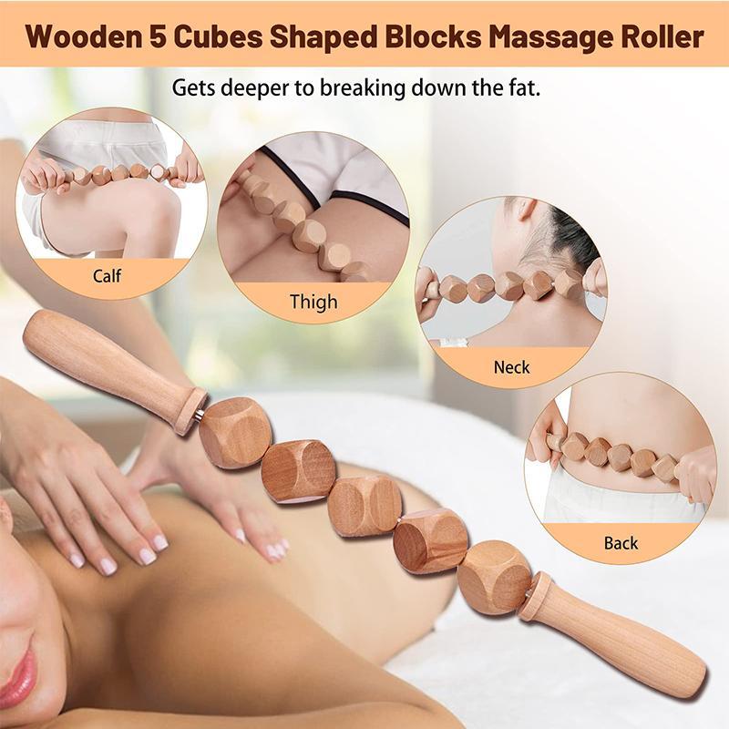 Wooden Massage Tool Set, 6pcs set Manual Body Massage Roller Tool Kit, Easy to Use, Body Sculpting Tools for Arms, Back & Legs Muscle Relaxation, Neck Shoulder Massager