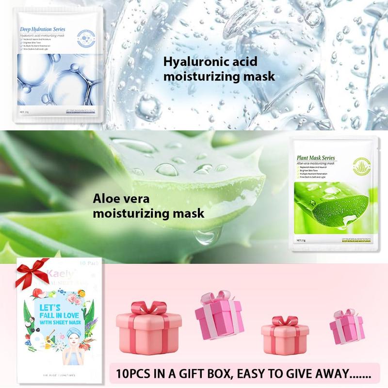 10 Pack Variety Sheet Masks,Spa Party Face Masks for Kids Skin Care,Facial Mask Skincare Set Korean,Moisturize,Brighten,Nourish for All Skin Types,Birthday Gifts for Women Men Girls,Set01